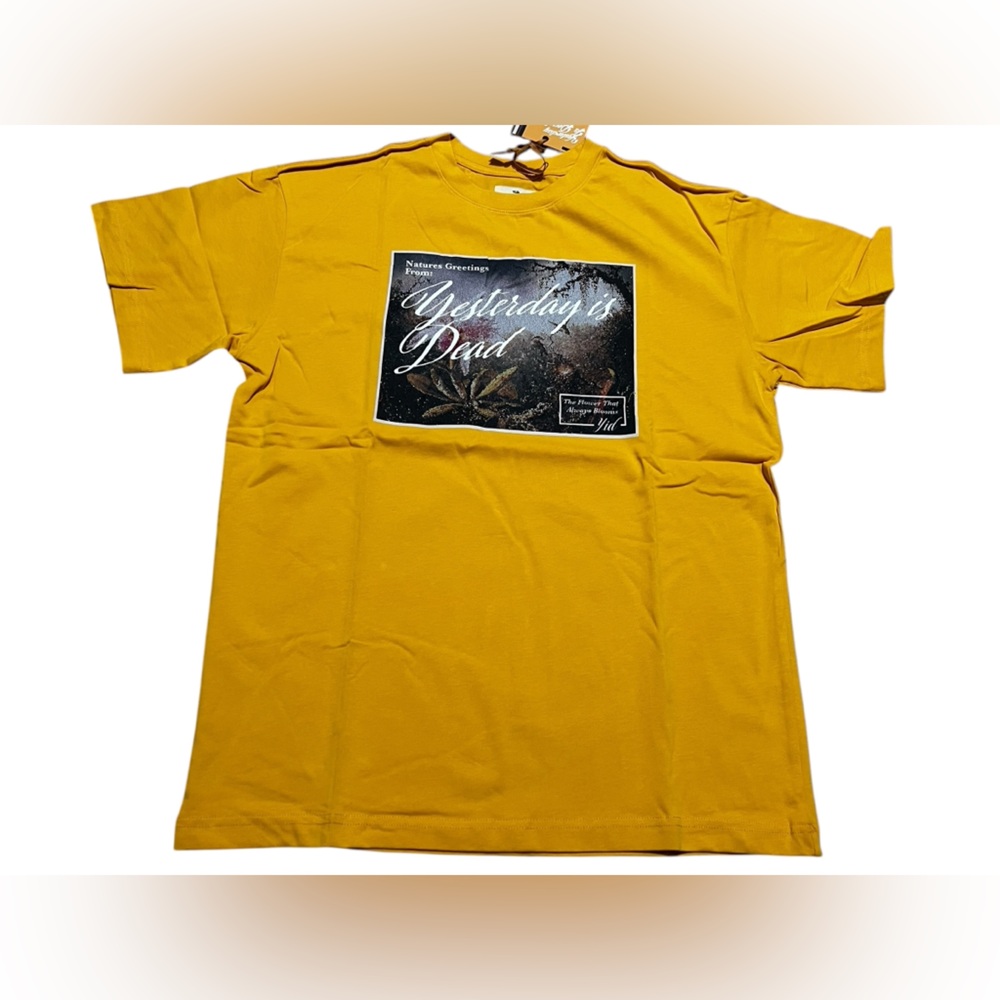 Yesterday Is Dead YID men’s garden natures greeting yellow shirt size small